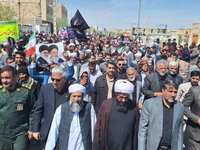 حضور مردم شهرستان نیمروز در راهپیمایی روز قدس