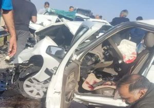 واژگونی پژو در تصادف محور زابل به زاهدان